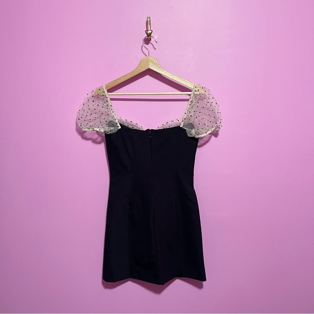 Camila Coelho Heirloom Tulle Puff Sleeve‎ Mini Dress Small Black Flocked Dot - Picture 9 of 12
